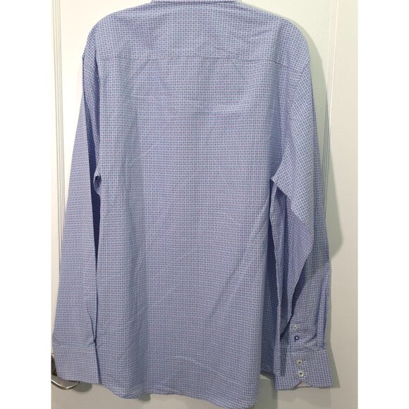 NWT Quieti Men's Large Shirt Blue & Purple Checkered Pattern 100% Fine Cotton - Picture 8 of 12